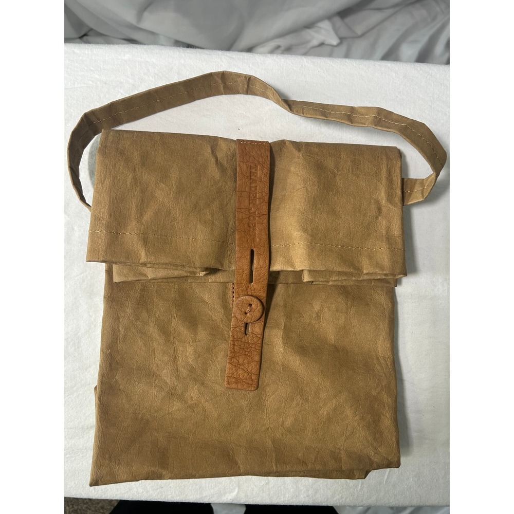 Trader Joe's Washable Paper Lunch Bag Tan Brown Reusable Eco-Friendly Tote#973
